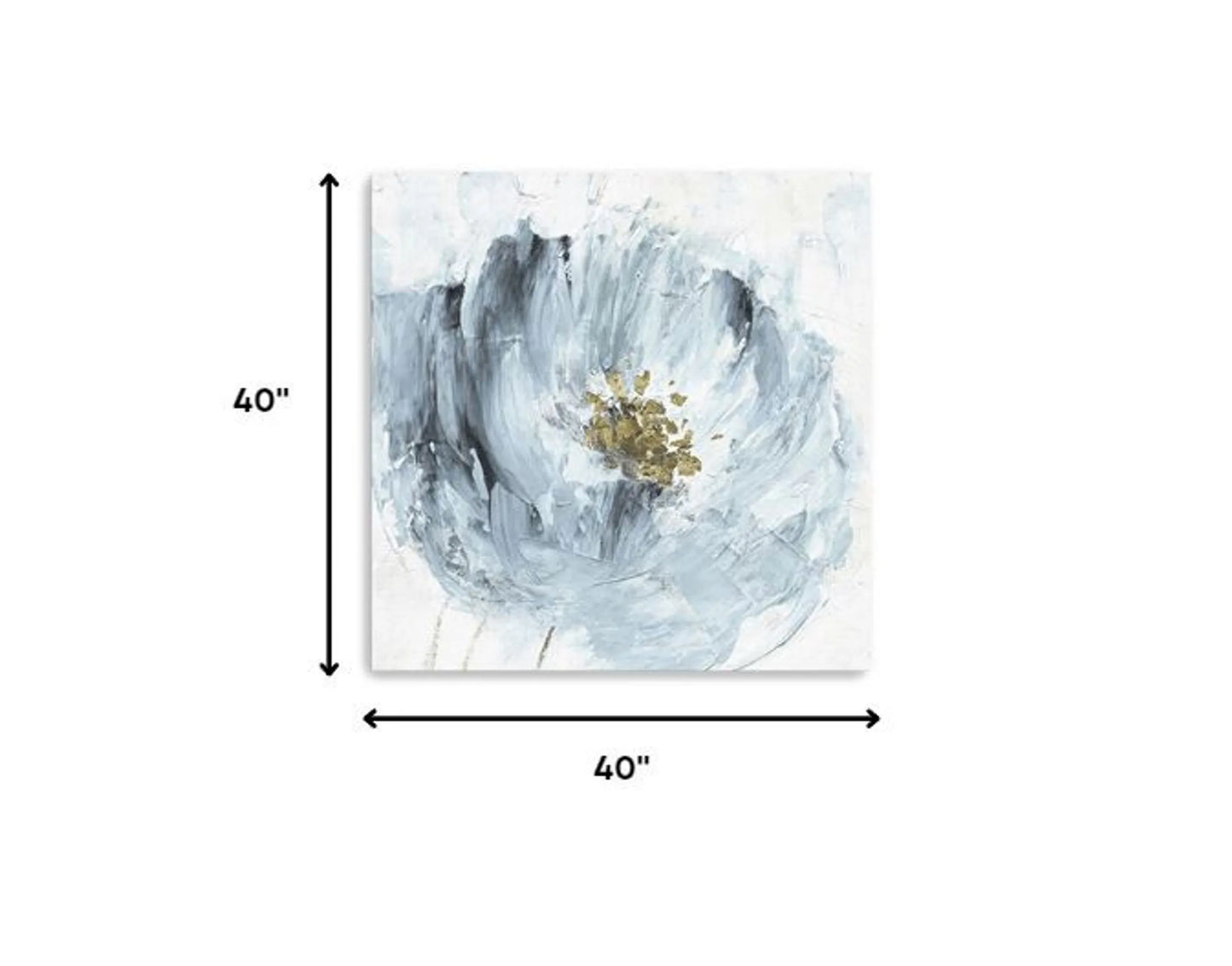 40in x 40in Watercolor Abstract Gray Blue Flower Canvas