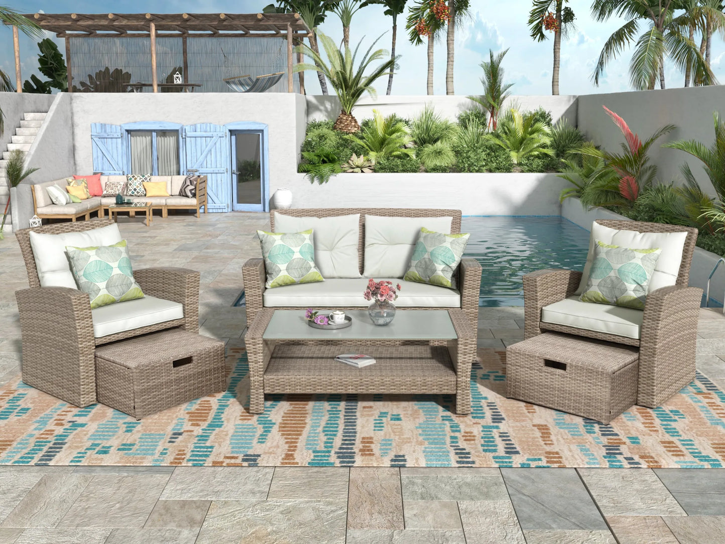 4-Piece All-Weather Wicker Patio Furniture Set