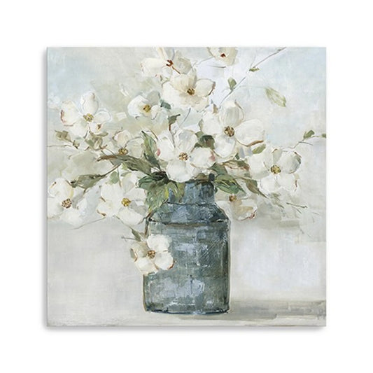40in x 40in Watercolor Soft Pastel Dogwood Canvas