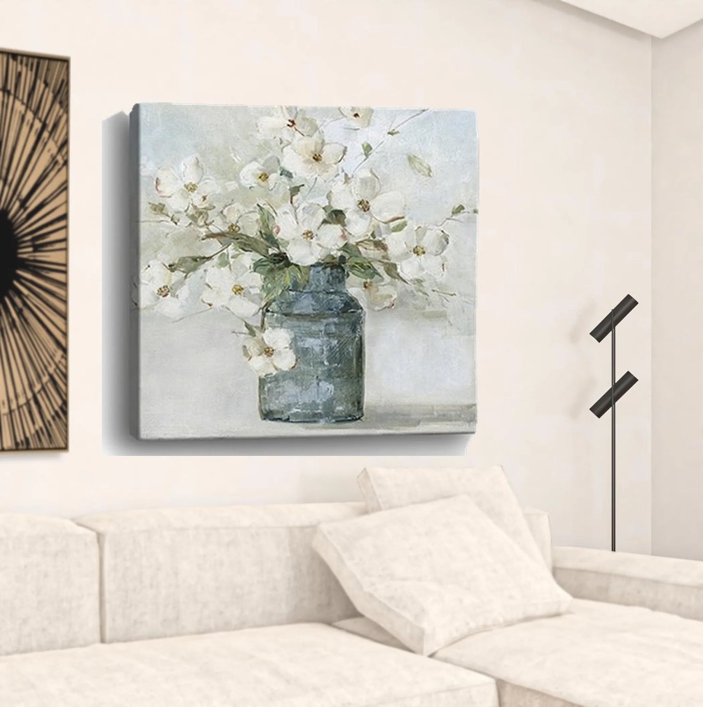 40in x 40in Watercolor Soft Pastel Dogwood Canvas