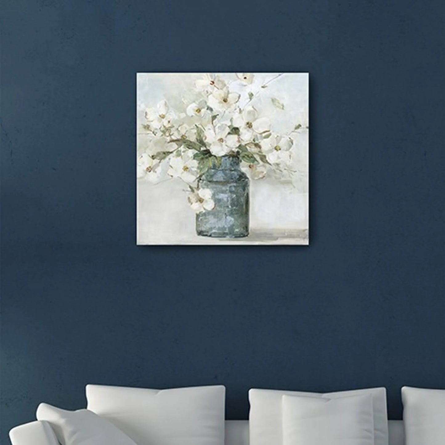40in x 40in Watercolor Soft Pastel Dogwood Canvas