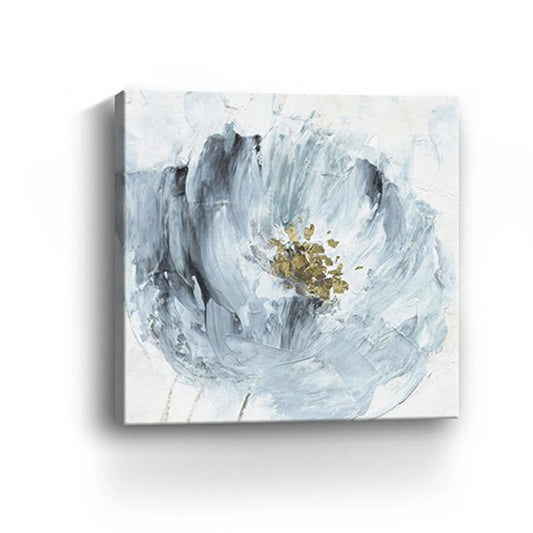 40in x 40in Watercolor Abstract Gray Blue Flower Canvas