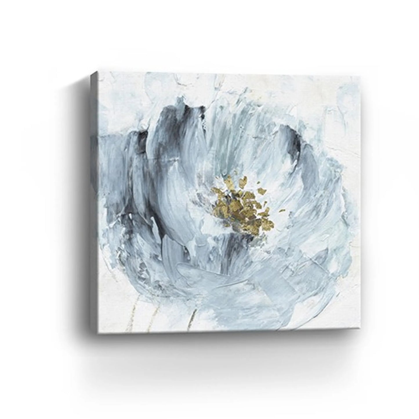 40in x 40in Watercolor Abstract Gray Blue Flower Canvas