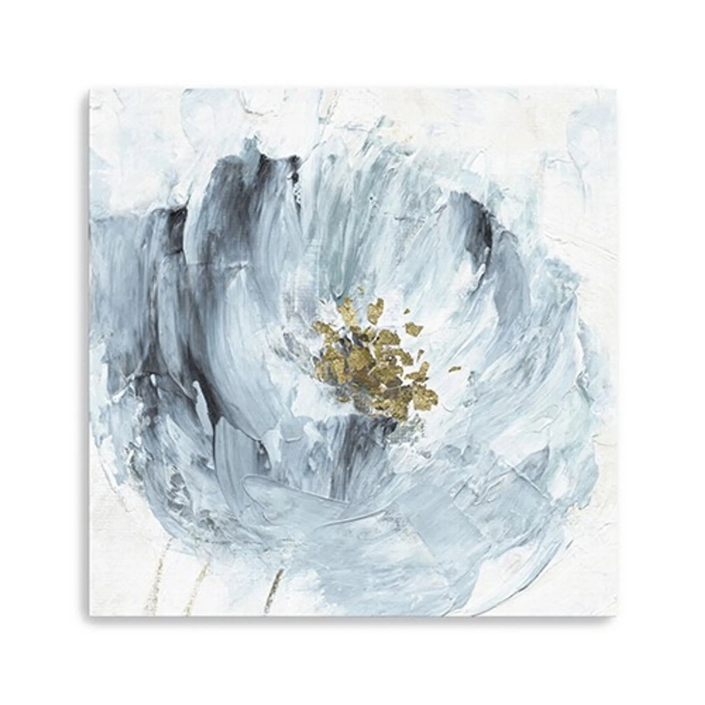 40in x 40in Watercolor Abstract Gray Blue Flower Canvas