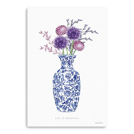 48in x 32in Blue & White Floral Vase Canvas Wall Art