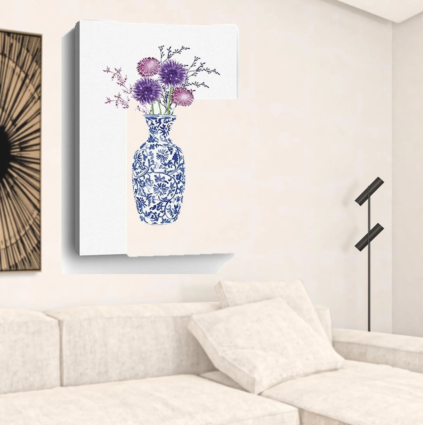 48in x 32in Blue & White Floral Vase Canvas Wall Art
