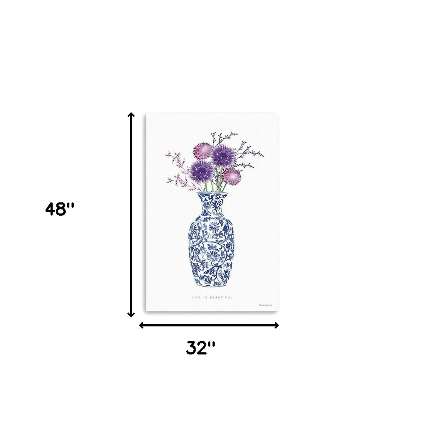 48in x 32in Blue & White Floral Vase Canvas Wall Art