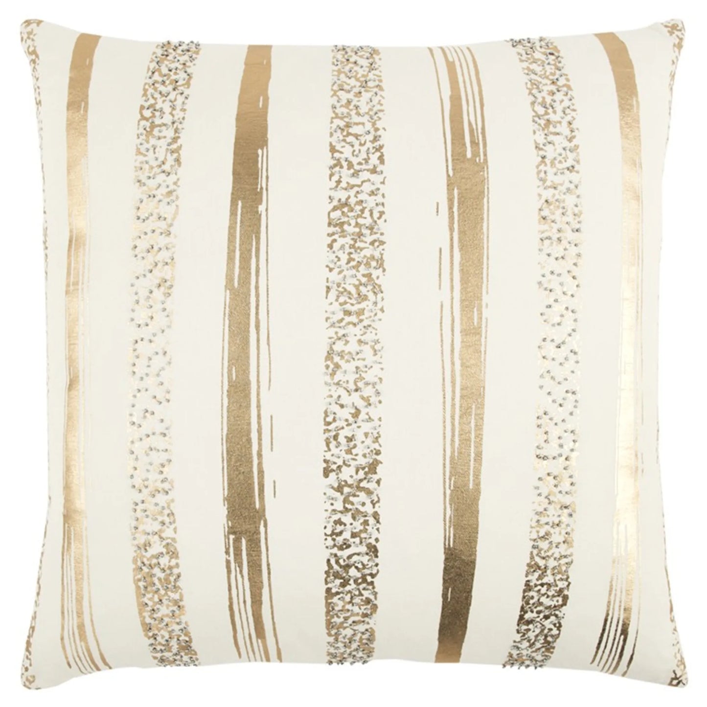 Gold Glam Stripe Beaded Throw Pillow