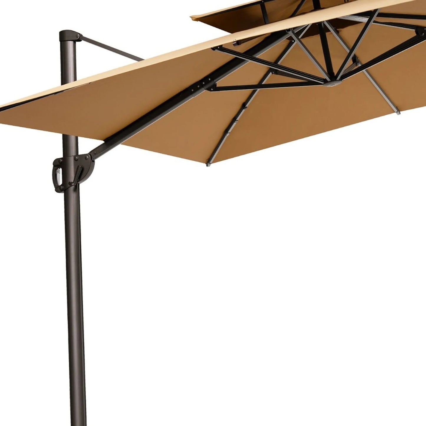 11' Tan Cantilever Patio Umbrella with Stand