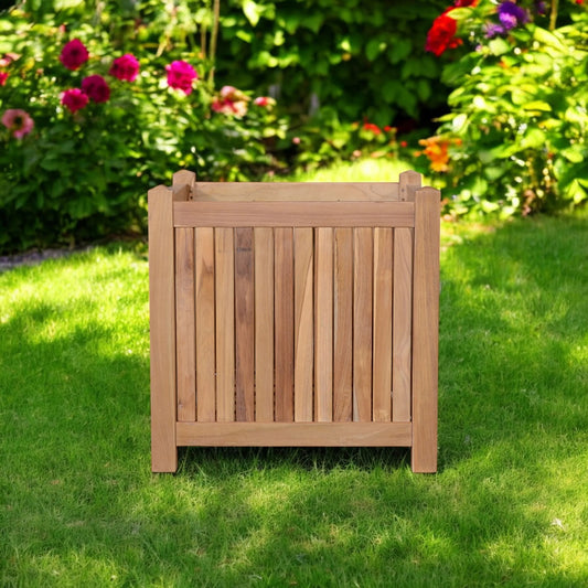 22in Natural Solid Wood Outdoor Square Planter Box