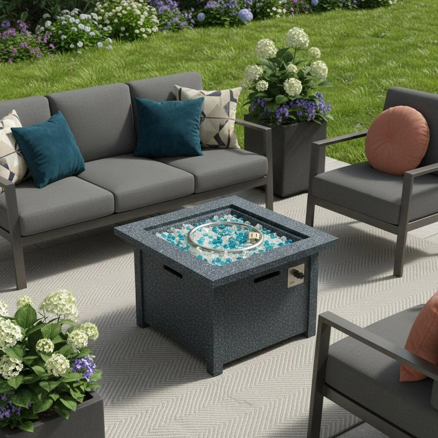 40,000 BTU Concrete Propane Fire Pit with Cover
