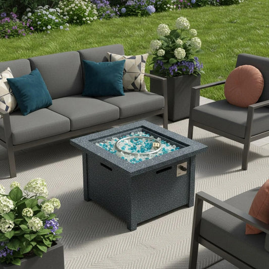 40,000 BTU Concrete Propane Fire Pit with Cover