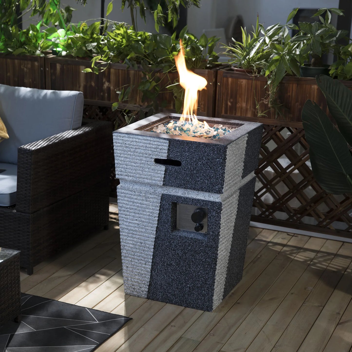 40,000 BTU Concrete Propane Fire Pit with Cover