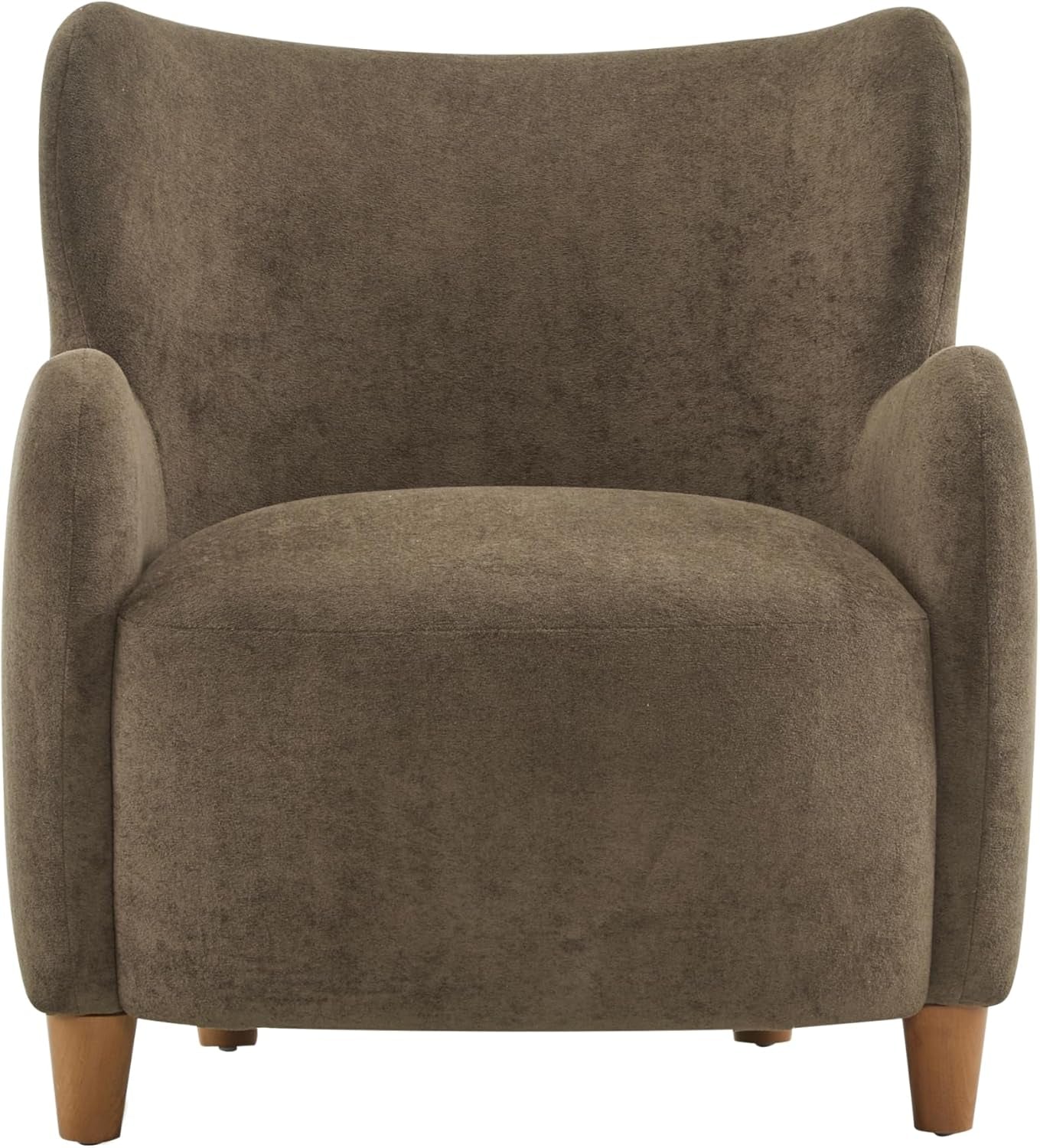 Brown Velvet Wingback Upholstered Chair Living Room