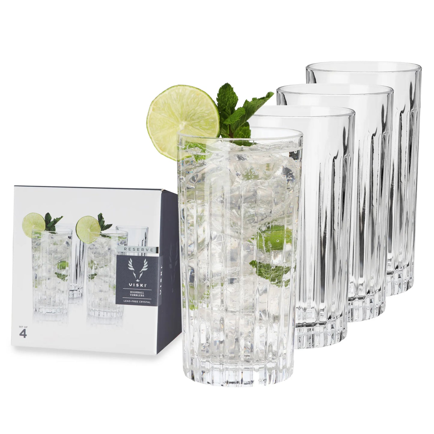 Viski Reserve Crystal Highball Tumblers