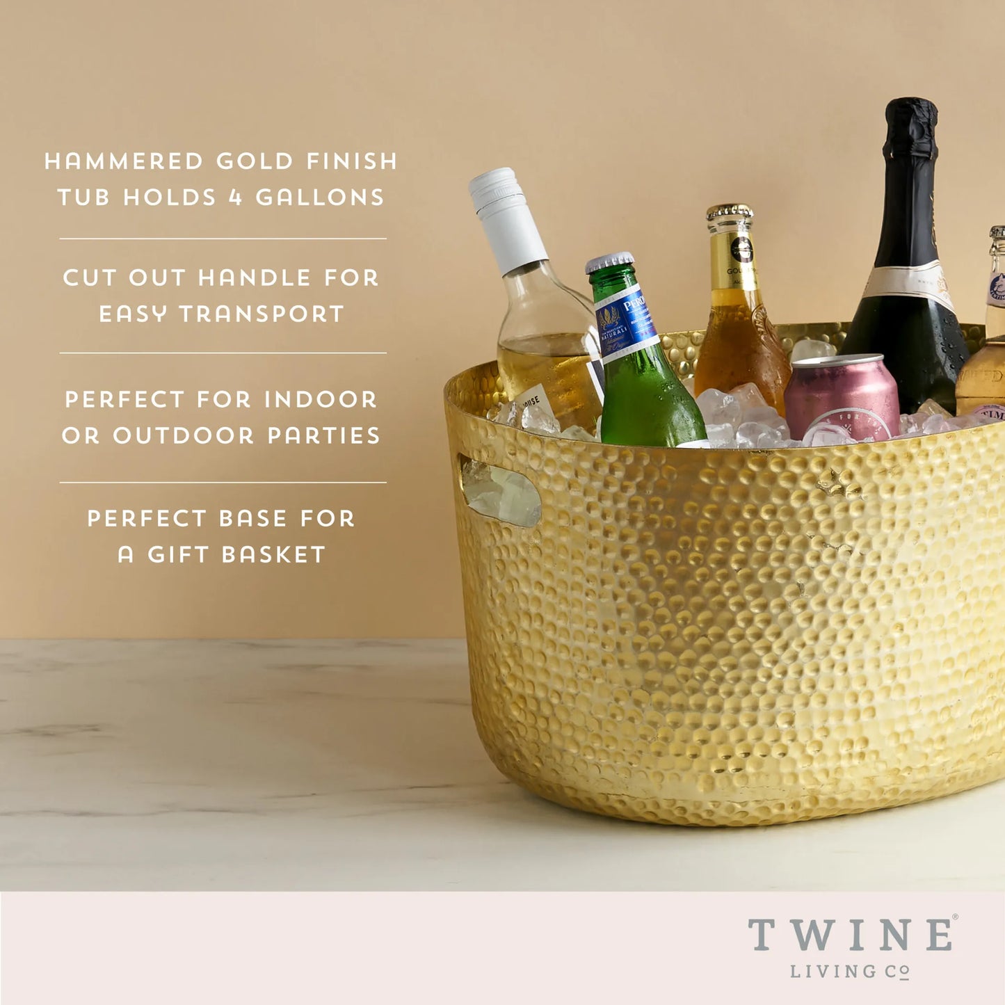 Twine Gold Hammered Beverage Tub