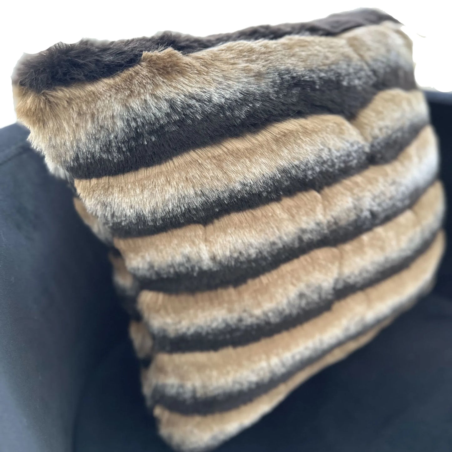 Plutus Wild Wolf Faux Fur Luxury Throw Pillow