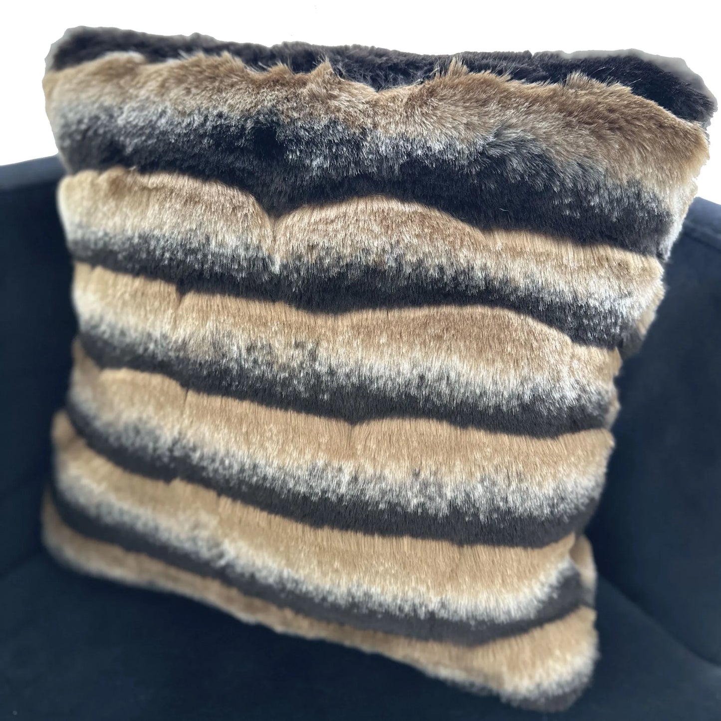 Plutus Wild Wolf Faux Fur Luxury Throw Pillow