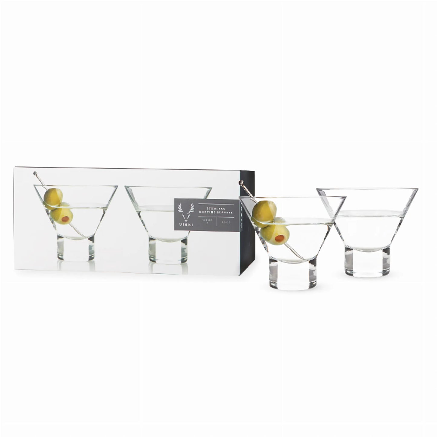 Viski Heavy-Base Crystal Martini Glasses