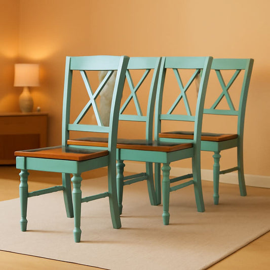 Shelby Distressed Teal XBack Dining Room Chairs Set of 4