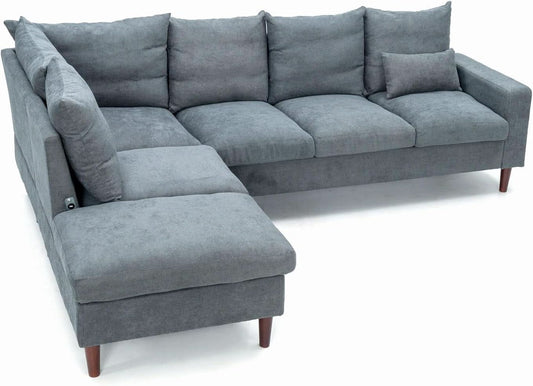 Sectional Sofa Grey Left Facing Chaise Living Room